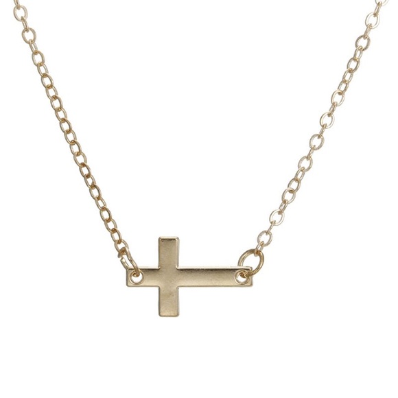 Dainty Sideways Cross Necklace - Picture 2 of 6